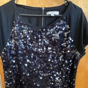 Large Loft black sequin top